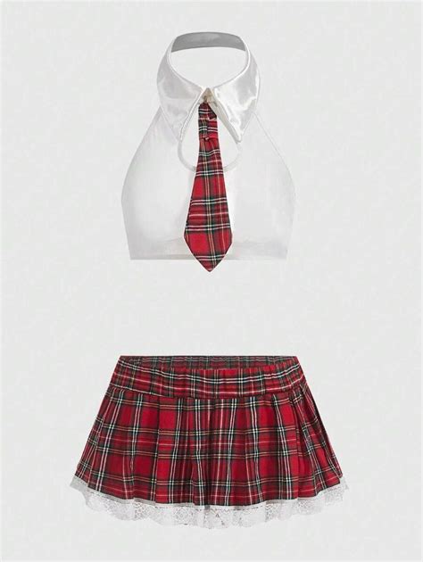 Romwe Grunge Punk Valentine S Day Schoolgirl Role Play Lingerie Pcs Set Shein Usa