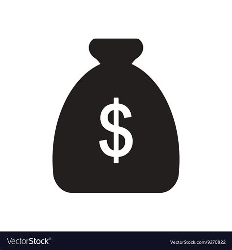 Flat icon in black and white money bag Royalty Free Vector