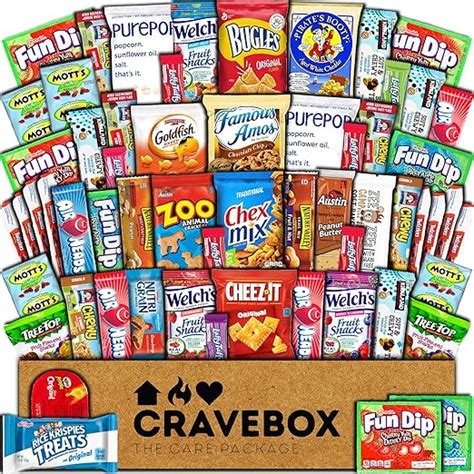 Cravebox Deluxe Care Package Snack Box 50 Count T Basket Variety