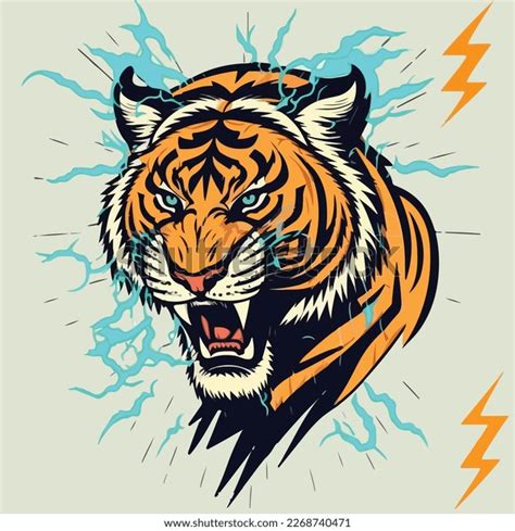 Snarling Tiger Fur Standing On End Stock Vector Royalty Free