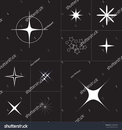 Collection Sparkle Vector Sparkles White Symbols Vector De Stock