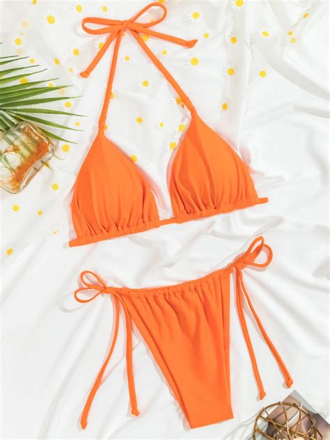 Snapklik Womens Triangle Thong Bikini Set String Halter Two Piece Sexy Cheeky Swimsuit