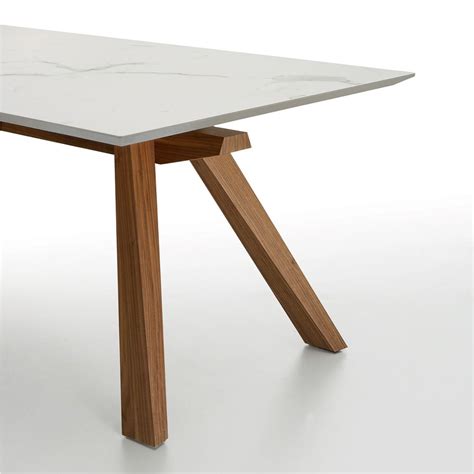 Zeus C Midj Fixed Table Made Of Veneered Wood Ceramic Top Different