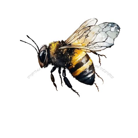 Watercolor Honey Bee Clipart PNG Spring Garden Bee Clip Art PNG