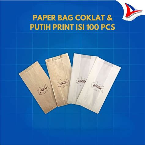 Jual Paper Bag Coklat Putih X X Print Kantong Kertas Isi