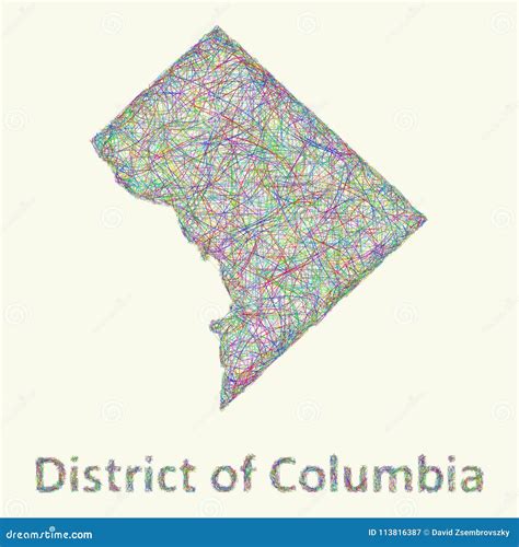 District of Columbia Line Art Map Stock Vector - Illustration of state ...