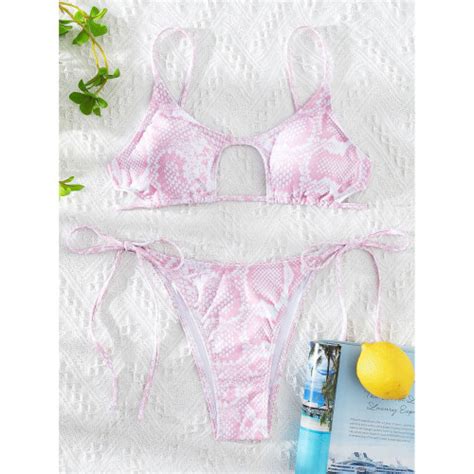 Solid Stpapped Swimwear Women Sexy High Cut Push Up Hollow Bikini Tied Thong Swimsuit Backless