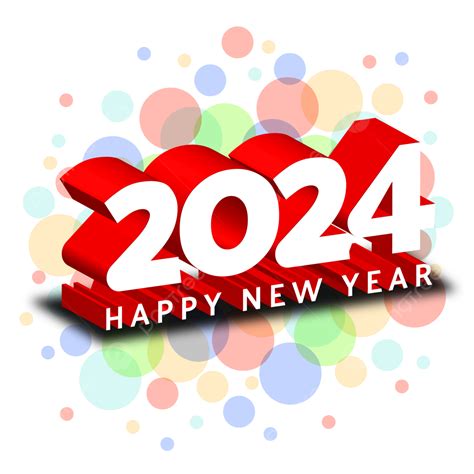 2024 Happy New Year 3d Vector Design With Bubble Effect 2024 Happy