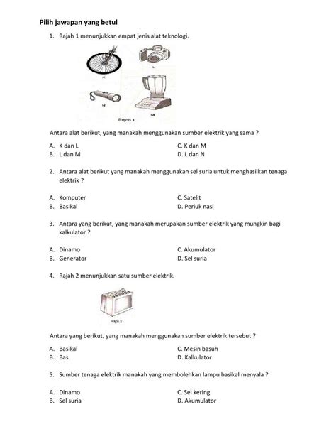 Sumber Tenaga Elektrik Activity Live Worksheets