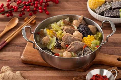 Delicious Ginger Duck Hot Pot Soup With Fresh Vegetables In Taiwan Stock Image Image Of Ginger