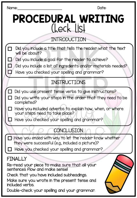 Procedural Writing Template Printable And Enjoyable Learning