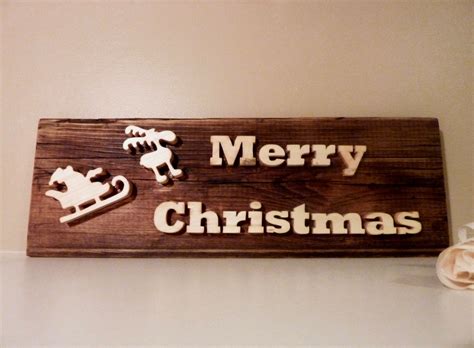 Wooden christmas decor merry christmas sign by Melcreationsbois