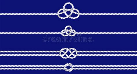 Nautical Rope Knots Set Seamless Decorative Marine Rope Elements Stock