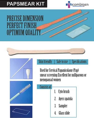 6 Inch Pap Smear Kit One Wooden Spatula One Glass Slide Cervical Brush And Swab Stick Sterile At