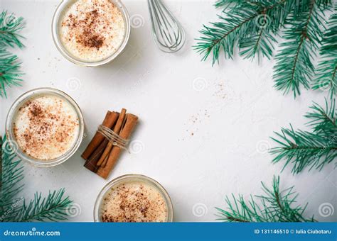 Eggnog, Traditional Christmas Drink, Cocktail with Cinnamon and Nutmeg ...