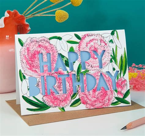 January Birth Flower Birthday Card | Miss Bespoke Papercuts