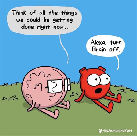 Pin By Cindy Becker On Heart And Brain Comic In 2024 Awkward Yeti Heart Vs Brain Funny