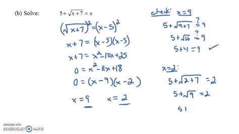 Solving Radical Equations Examples