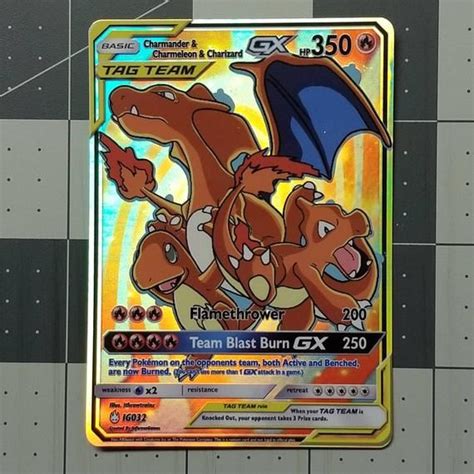 Charmander Charmeleon And Charizard Tag Team Gx Full Art Rainbow Holo