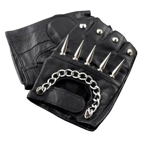 Mens Rivet Spike Punk Rocker Driving Motorcycle Biker Leather Fingerle