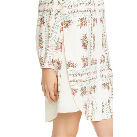 Tory Burch Cora Garden Veil Long Sleeve Silk Shirtdress EvaChic