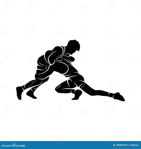 Wrestling Logo Vector Template, Illustration Symbol, Silhouette Design ...