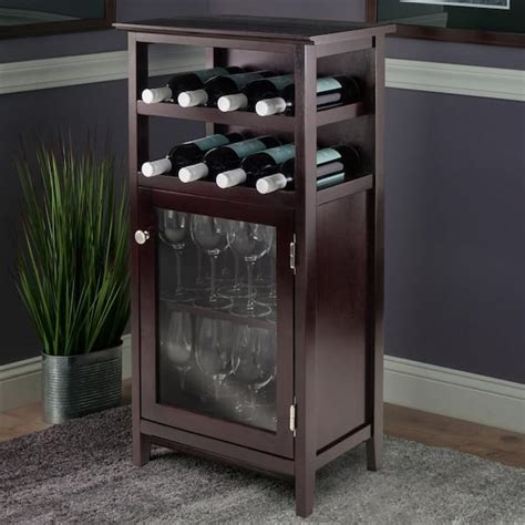 Winsome Wood Wine Cabinet With Glass Door Espresso Cabinets Matttroy