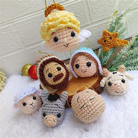 Presépio Feliz Amigurumi Enfeites Árvore de Natal Crochê Elo7