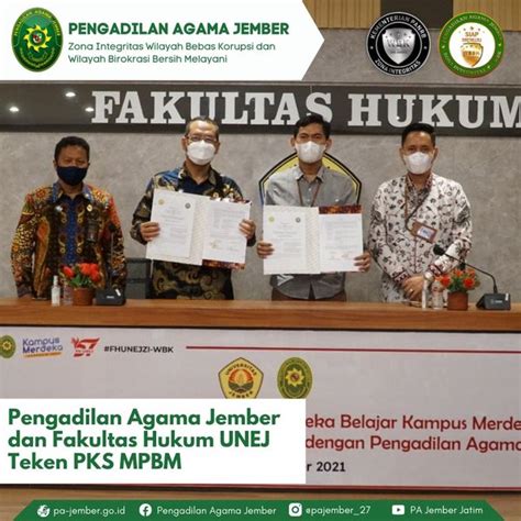 Pengadilan Agama Jember Dan Fakultas Hukum Unej Teken Pks Mpbm