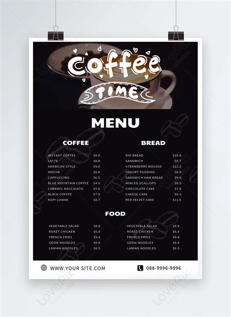 Black Simple Coffee Shop Menu Larawan Numero Ng Mga Template Format Ng