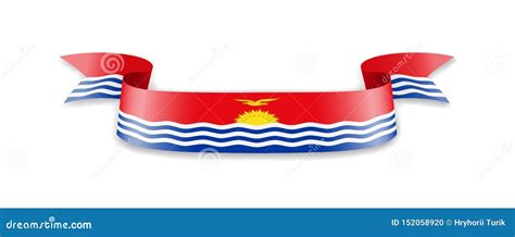 Kiribati Flag In The Form Of Wave Ribbon Stock Illustration