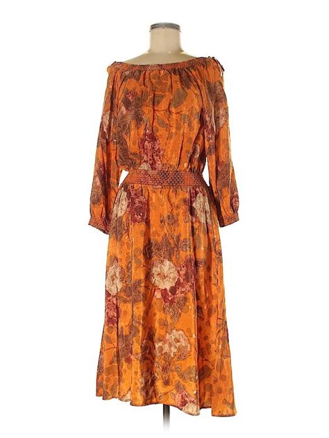 Moulinette Soeurs 100 Silk Orange Casual Dress Size 6 71 Off