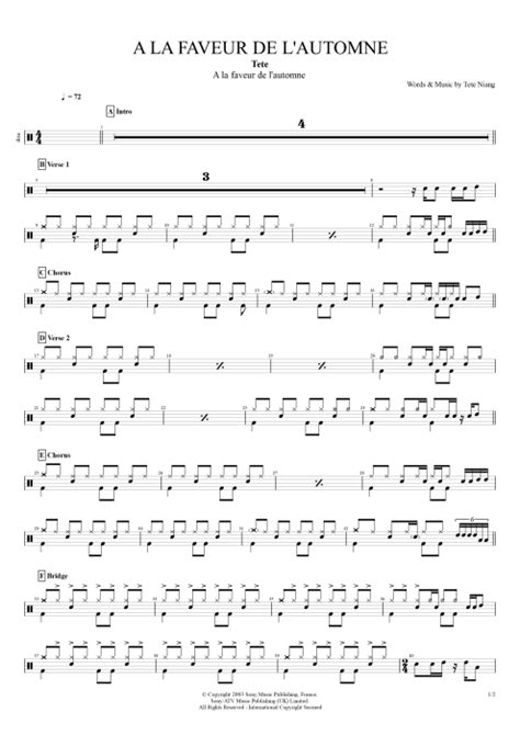 Tablature A la faveur de l automne de Tété Guitar Pro Full Score