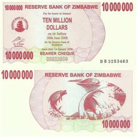 Dollars Bearer Cheque Zimbabwe Date Numista