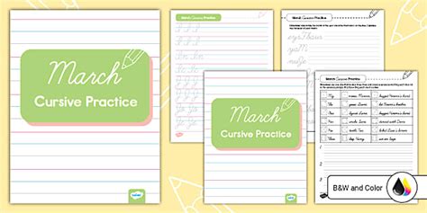 Second Grade March Cursive Practice Bundle Teacher Made