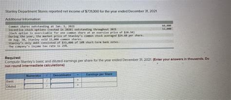 Solved Stanley Department Stores Reported Net Income Of Chegg