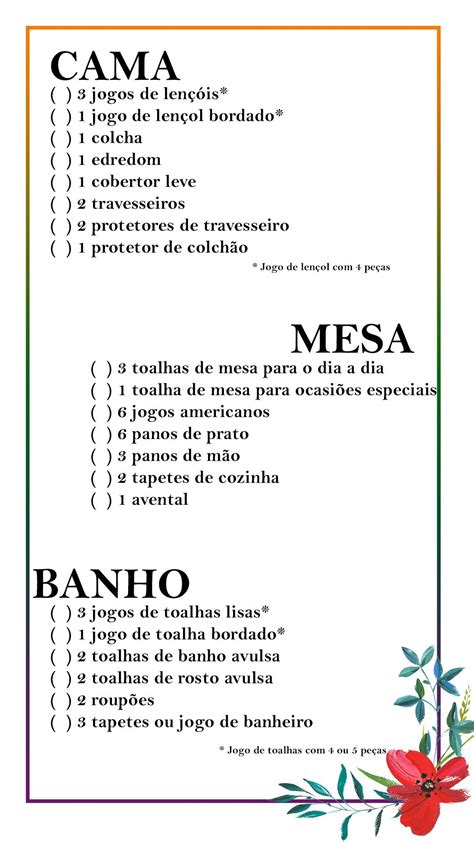 Lista De Enxoval De Casamento Braincp