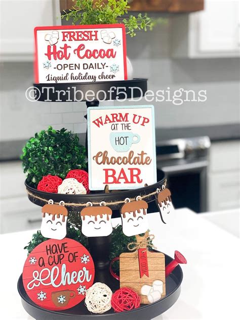 Hot Cocoa Tiered Tray Svg Hot Chocolate Tiered Tray Svg Winter Tiered Tray Svg Christmas