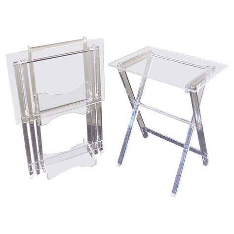 Pair Of Mcm Lucite Folding Tv Trays Tables For Sale At 1stdibs