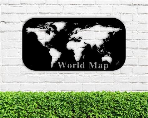 Metal World Map World Map Metal Wall Decor Metal Wall Art - Etsy