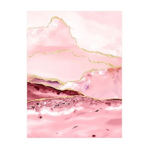 Abstrakte Berge Rosa Mit Goldenen Linien Vinyl Teppich Im Hochformat