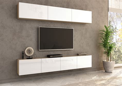 Стенка дуб сонома белый глянец - 81 фото