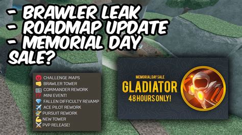 Brawler Leak Update Roadmap Memorial Day Sale Tower Defense