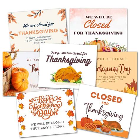 Free Printable Closed For Thanksgiving Signs 7 Templates The