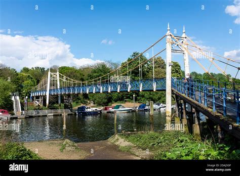 One Of The Foot Bridges Suspension Bridge Across The River Thames As