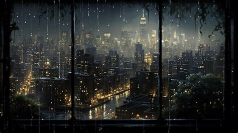 Premium AI Image | a city view from a window at night