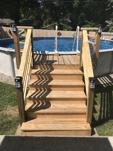 Above Ground Pool Steps Pool Landscaping Ideas Inground With Slide In