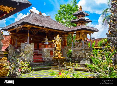 Pura Saraswati Temple At The Ubud City In Bali Island Indonesia Stock