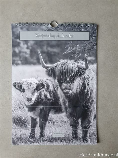 Kalender Hooglanders Zwart Wit Het Pronkhuisje