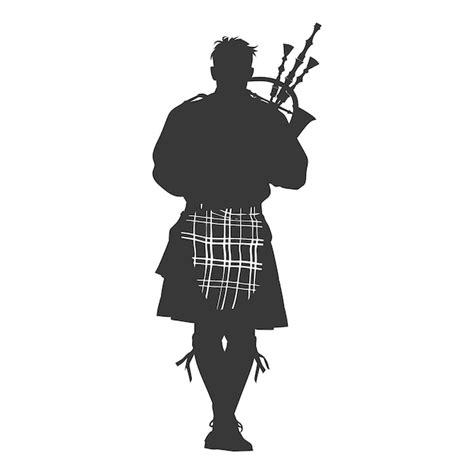 Silhueta Homem Escoc S Vestindo Kilt Tocando Great Higland Bagpipe Cor